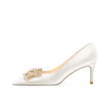 Белый, парча, цветочный, 6 см