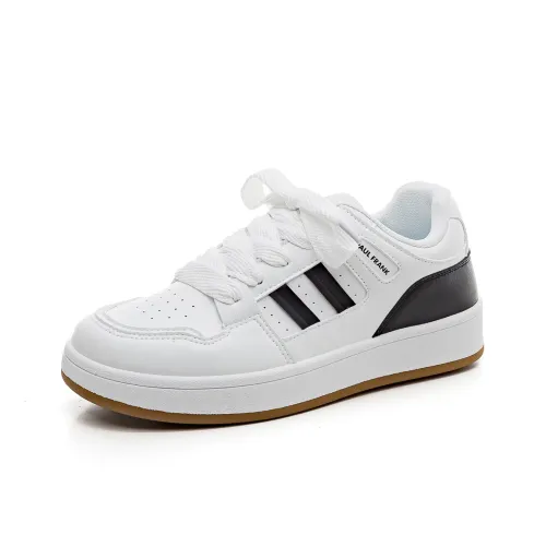 PAUL FRANK Slip-resistant Abrasion-resistant Lightweight Breathable Low-Top Skateboarding Shoes Women's White Black PAUL FRANK Противоскользящие Износостойкие Легкие Дышащие Низкие Кроссовки для Скейтбординга Женские Белые Черные