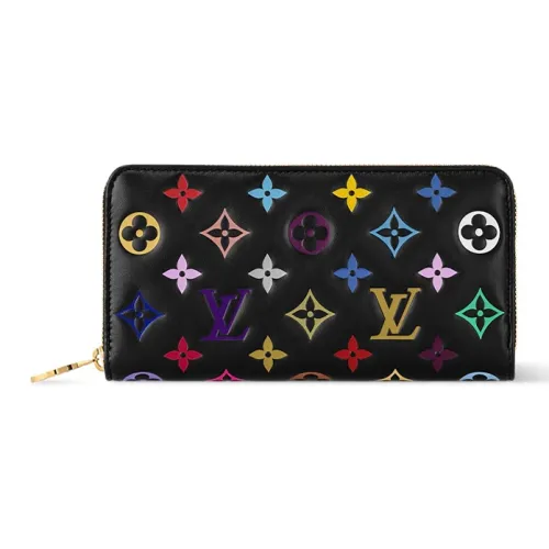 LOUIS VUITTON Zippy Lambskin Wallet Women's Black