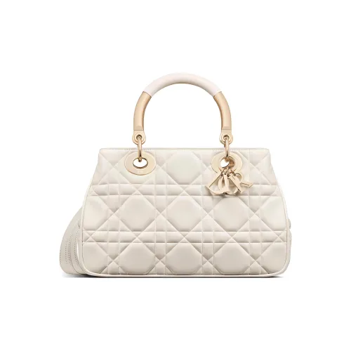 DIOR Телячья кожа Сумка Lady Dior Сумка через плечо Сумка среднего размера Women's White