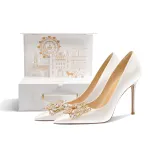 Белый, парча, цветочный, 6 см [коробка]