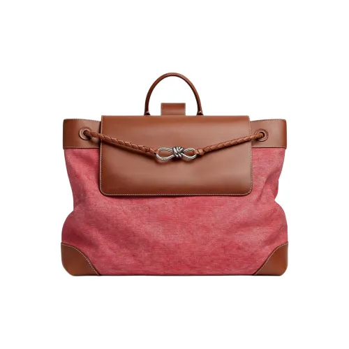 Bottega Veneta Andiamo Series Хлопок Рюкзак Большой Мужской Розовый и Коричневый