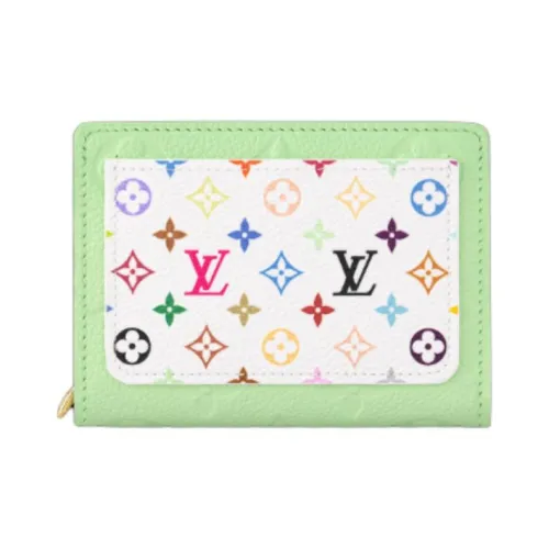 LOUIS VUITTON × Takashi Murakami Collaboration Коровья кожа Кошелек Унисекс Зеленый