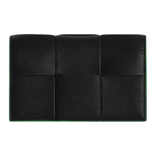 Bottega Veneta Lambskin Кожаный держатель для карт и кошелек Мужской Зеленый Черный