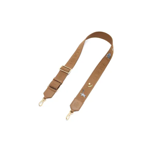 LOEWE Suna Fujita Коллаборация Вышивка Жаккард с Коровьей кожей Сумка Ремень Женские Цвет дубовый коричневый