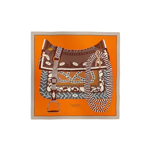 HERMES Кашемир Палантины Женские Оранжевый