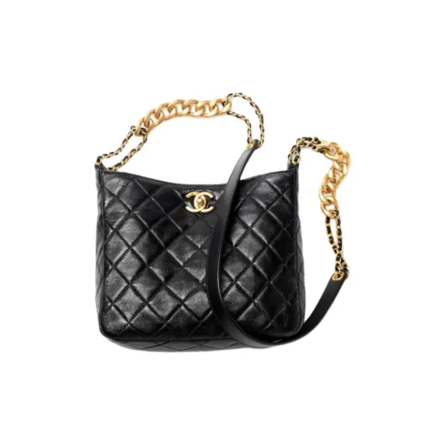 CHANEL Lambskin Tote Bag Shopping Bag Shoulder Bag Single Shoulder Bag Women's Black