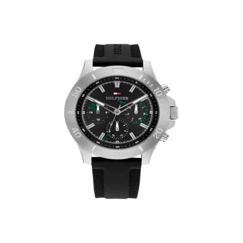 Tommy Hilfiger Women's Watch Кварцевый механизм силиконовый ремешок 39 мм черный циферблат