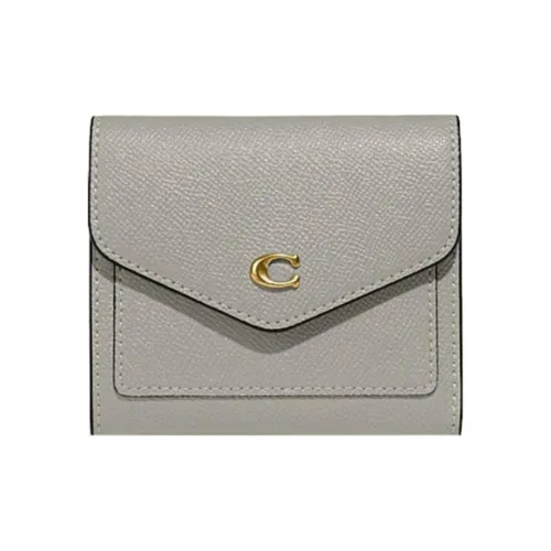 COACH Wyn Крестообразная текстура Спилок коровьей кожи Картхолдер Document Wallet Маленький Женские Серый