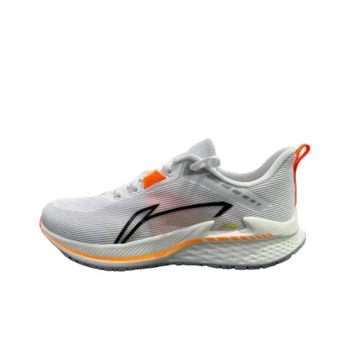 LiNing Shock Absorbers Slip-Resistant Abrasion-Resistant Low Top Casual Running Shoes Women's White Orange