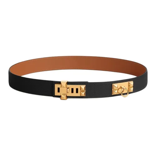 HERMES Телячья кожа Кожаные ремни Женские Черный Ширина 3,2CM