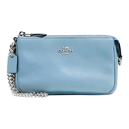 COACH Wristlet Кожаная Сумка с Цепочкой Сумка через плечо Маленькая Сумочка Сумка через плечо Маленькая Женская Небесно-Голубая