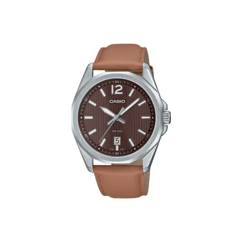 CASIO Кварцевый механизм натуральная кожа ремень мужские часы циферблат часов кофе