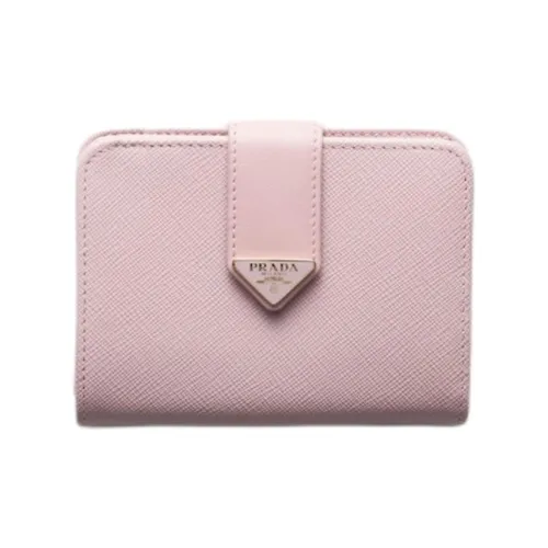 PRADA Saffiano Телячья кожа Кошелек Маленький Женские Снежинка Гипсовый Розовый