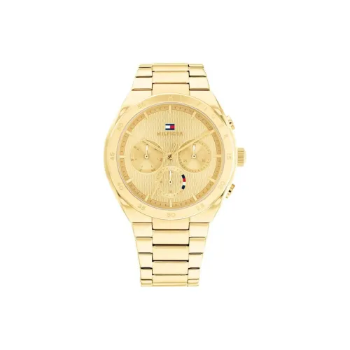 Tommy Hilfiger Женские часы Кварцевый механизм Ремешок из нержавеющей стали 38 мм Циферблат из золота