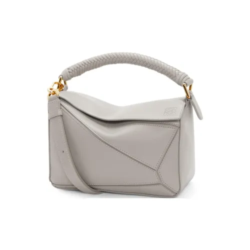 LOEWE Пазл Мягкая Телячья Кожа Сумка через плечо Сумка Маленькая Женская Оболочка Серого цвета