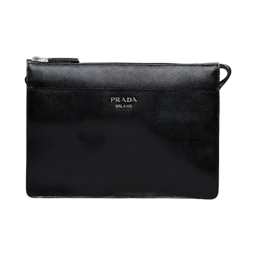 PRADA Saffiano Коровья кожа Клатч Мужской Черный