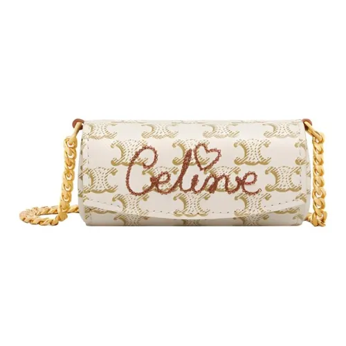 CELINE Коровья кожа Помада Коробка Сумка через плечо Мини Женская Белая