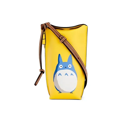 LOEWE Totoro Коллаборация Телячья кожа Сумка через плечо Обычный Женские Желтый Candy Color