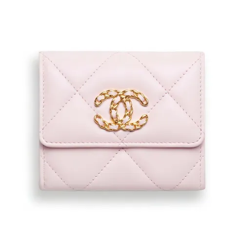 CHANEL 22c Early Spring Lambskin Coin Purse Women's Light Pink