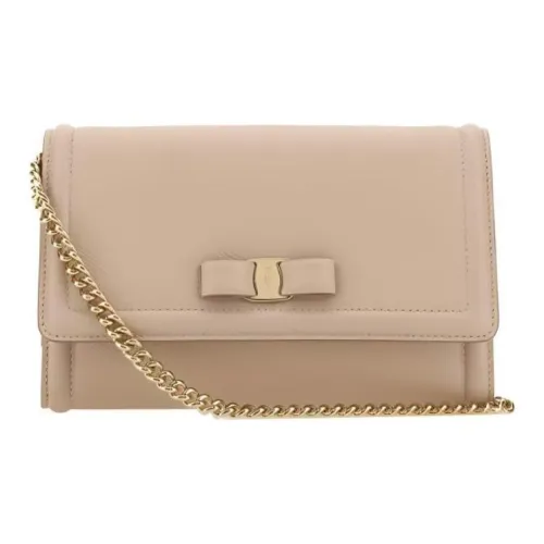 Ferragamo Vara Кожа Бант Сумка Сумка через плечо Клатч Мини Женский Абрикос