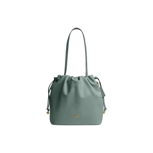 COACH Faye Кожаная ведрообразная сумка сумка сумка через плечо большая женская зеленая