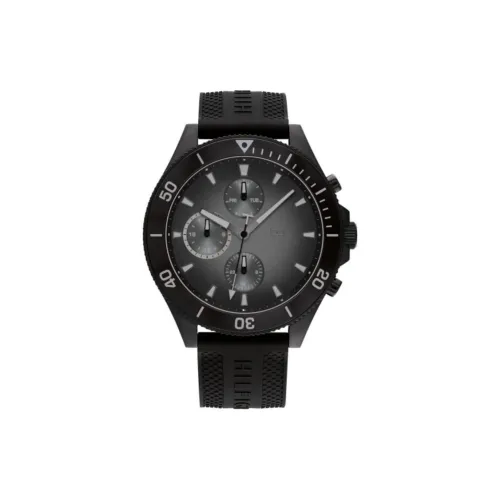Tommy Hilfiger Мужские часы Кварцевый механизм Резиновый ремешок 46 мм Черный циферблат