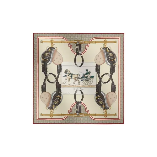 HERMES Тутовый шелк Шарфы Женские Ванильный Угольно-серый