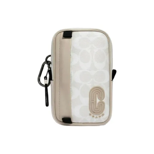 COACH N S Покрытие Холст с кожаной вставкой Клатч Женский Розовый Белый