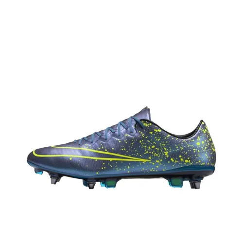 Nike Mercurial Vapor 10 SG Мягкая трава Противоскользящие Устойчивые к истиранию Футбольные бутсы Унисекс Синий Желтый