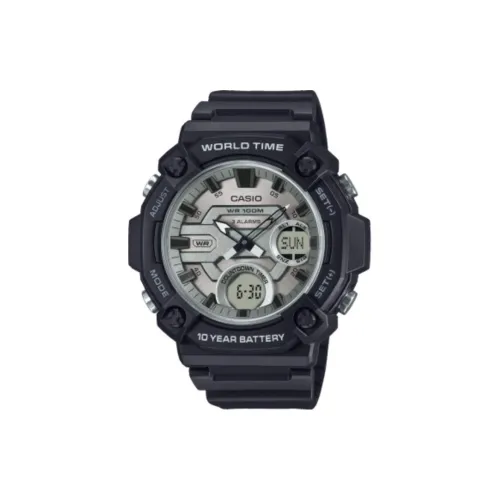 CASIO Кварцевый механизм Смольный ремешок Часы унисекс Серебристый циферблат