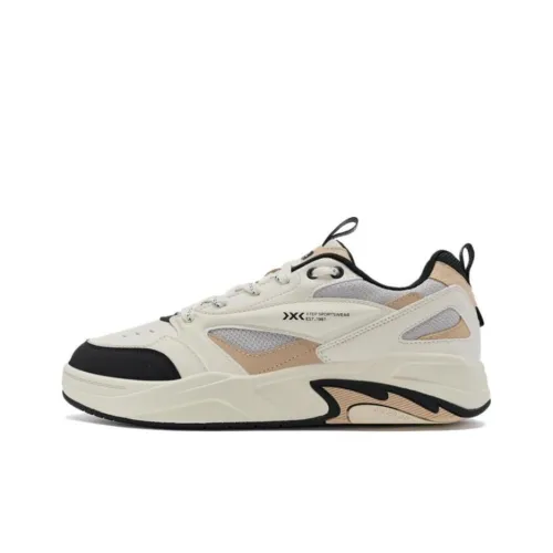 XTEP Spark Амортизация Износостойкие Низкие Кроссовки для Скейтбординга Мужские Белый-Коричневый