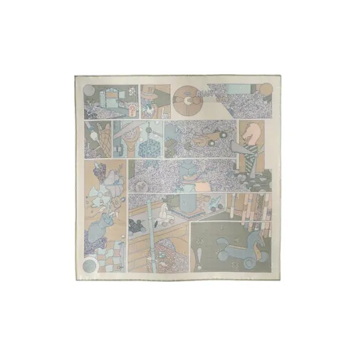 HERMES Шарфы из шелка Тутовый женские абрикосово-зеленый