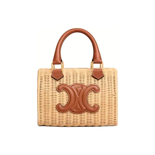 CELINE Wicker с Телячьей Кожей Сумка через плечо Сумка Маленькая Женская Естественный Коричневый