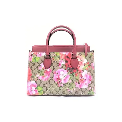 GUCCI GG Blooms Холст с кожей Тоут Сумка Сумка для покупок Сумка через плечо Сумка Женская Цвет Эбеновый и Розовый