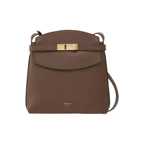 Ferragamo Hug Телячья кожа Курьерская сумка Сумка на плечо Женская Глина