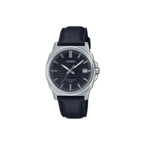 CASIO Кварцевый механизм ремень из натуральной кожи унисекс черный циферблат