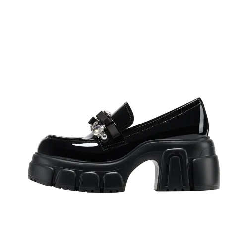 GG CC Модный Маленький Кожаные туфли Платформа Лоферы 7,5 см Женские Черный