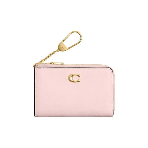 COACH Essential Полированная Галька Кожа Ключница Мини Женская Латунь Розовый