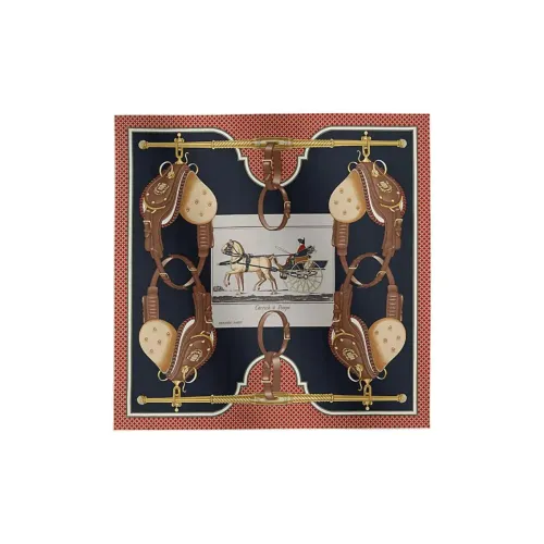 HERMES Шарфы из шелка Тутовый женские морской синий красный