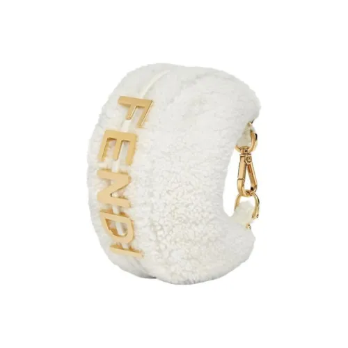 FENDI Fendigraphy Sheepskin Handbag Extra Mini Women's White