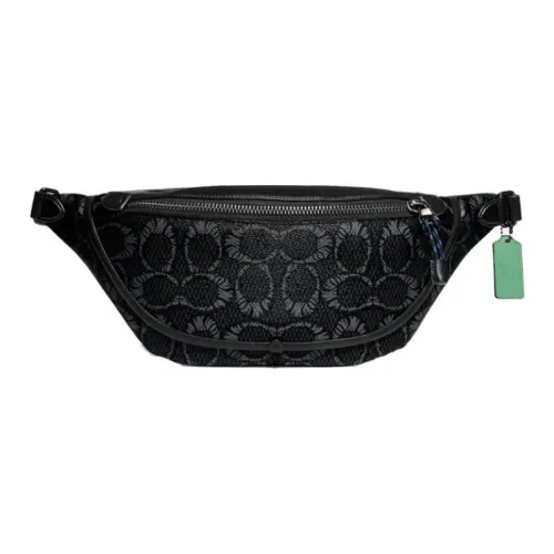 COACH MBJ Коллаборация League Холст с кожей Сумка через плечо Слинг-сумка Сумка на пояс Большая Мужская Черная