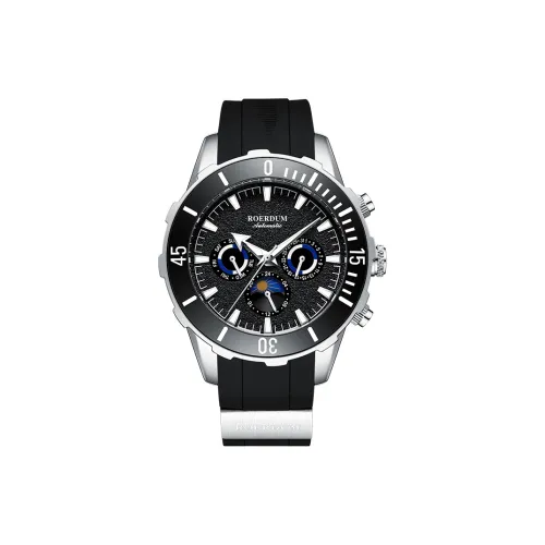 ROERDUM Stalker Автоматический Механический Механизм Силиконовый Ремешок Часы Мужские Черный Циферблат