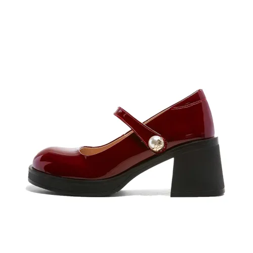 Earl Cat Грубый каблук Туфли Мэри Джейн Женские