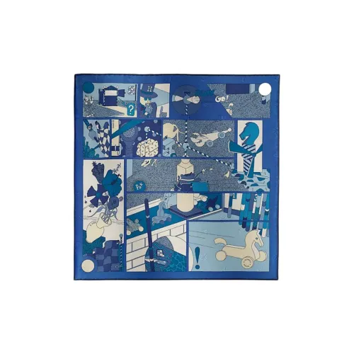 HERMES Шелковые шарфы из шелка Mulberry женские синие