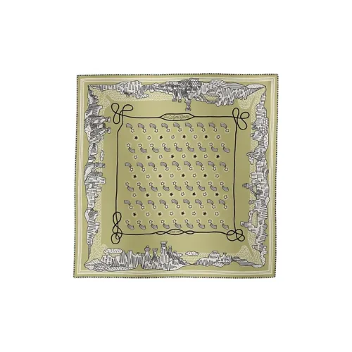 HERMES Шарфы из шелка тутового дерева Женские Фисташково-зеленый