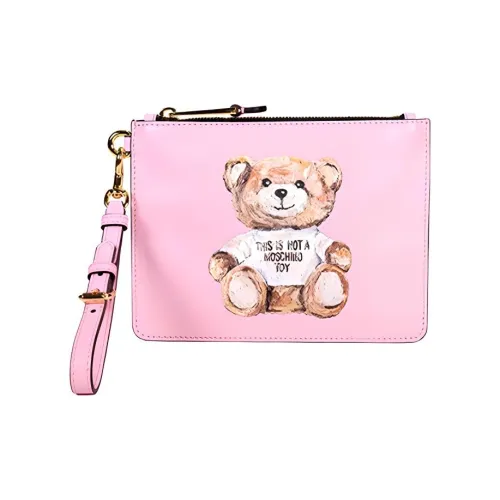 MOSCHINO Клатч из коровьей кожи женский розовый
