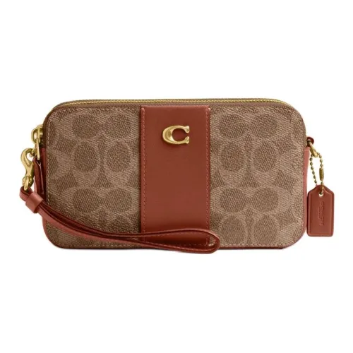 COACH Kira (Красный) Телячья кожа Клатч Сумка на плечо Маленькая Женская Коричневая