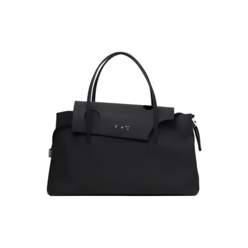 Off Белый Кожа Тоут Сумка Сумка для покупок Сумка Унисекс Черный