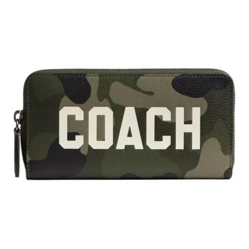 COACH Аккордеонный кошелек из кожи маленький унисекс камуфляж зеленый